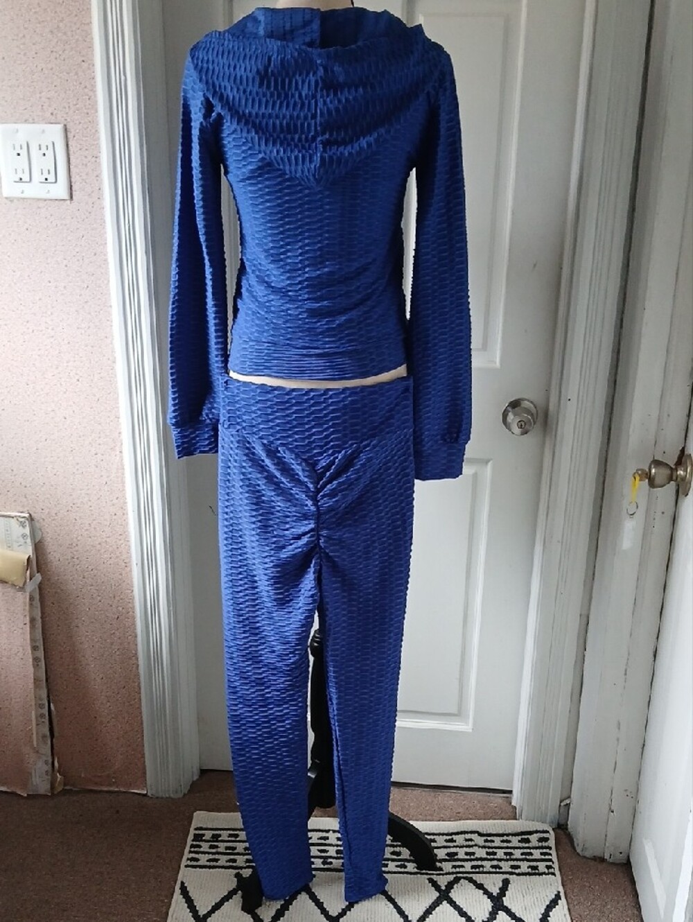 Women’s 3-Piece Textured Lounge Set - Blue - Picture 4 of 6